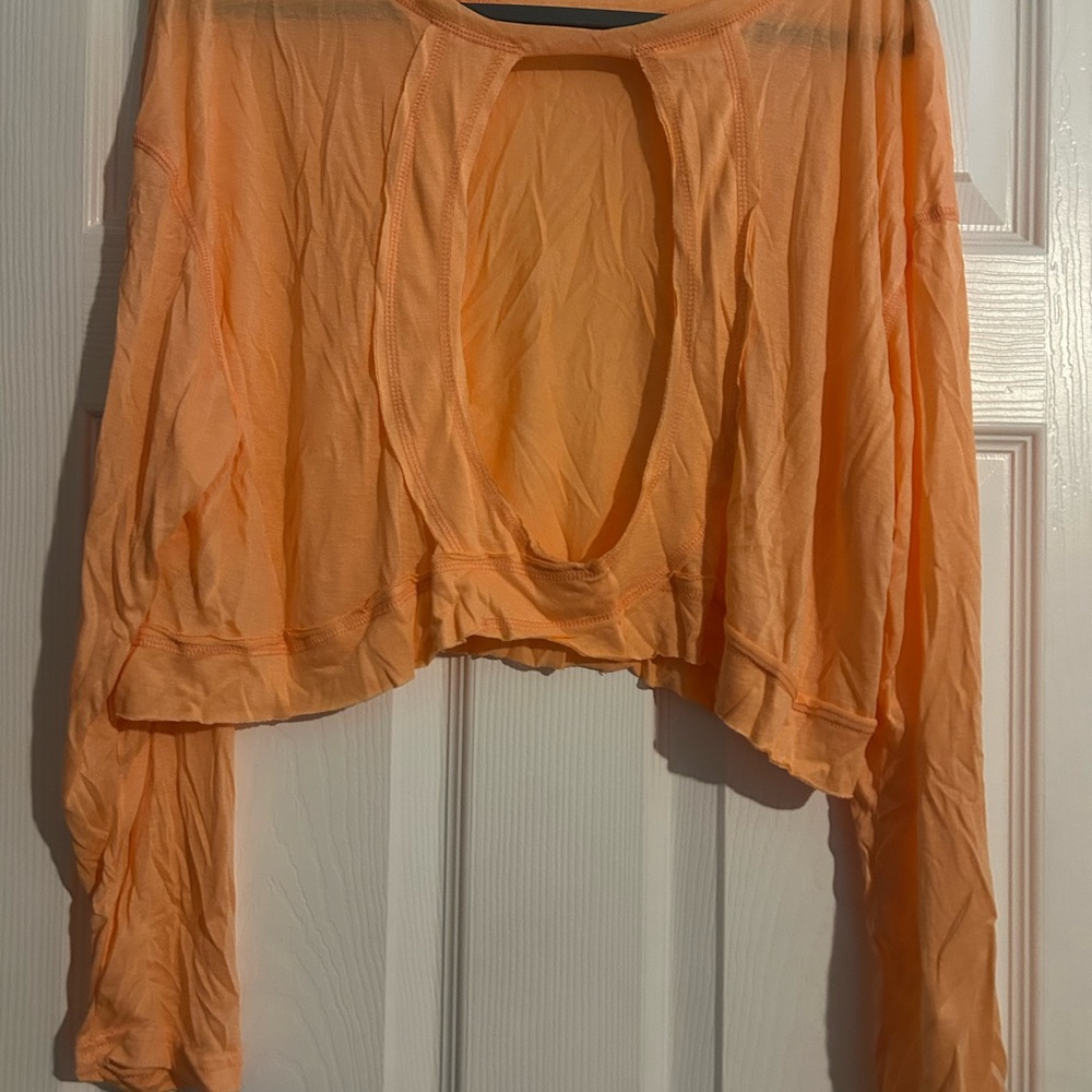 SHEIN Vibrant Orange Long Sleeve Crop Top - Picture 2 of 3